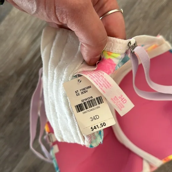 NWT Victorias Secret PINK neon multicolor floral rose bustier bra lace 34D - Picture 5 of 7